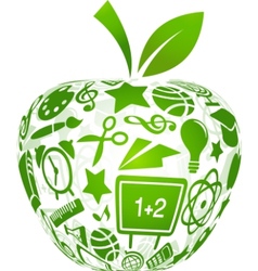 Back to school apple with education icons vector image