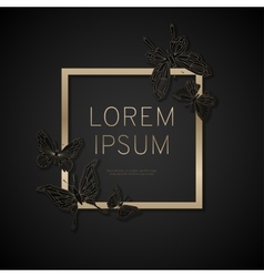 Gold frame with geometric butterflies vector image