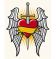 Heart with sword and wings vector image