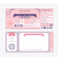 Boarding Pass Wedding Invitation Template vector image