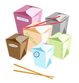 Food Boxs and Chopsticks on White Background vector image