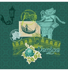 Scrapbook Design Elements - Venice Vintage Card vector image