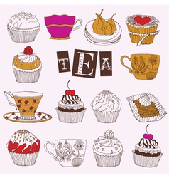 Tea Cupcakes vector image