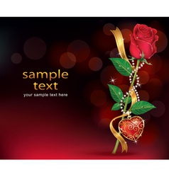 Beautiful Roses With Ribbon and Necklet vector image