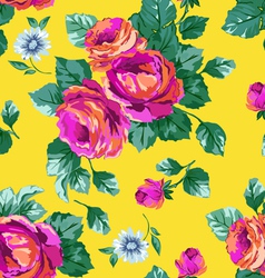 Sexy Pink Roses on Yellow background vector image