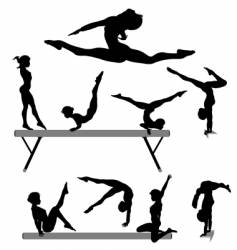 Female gymnast silhouettes vector image