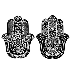 Indian hand drawn hamsa with ornaments vector image