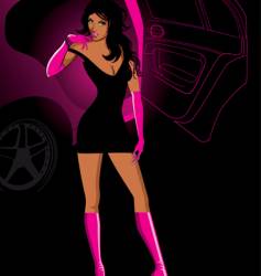 Girl in pink car vector image