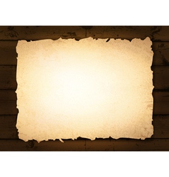 Burnt paper at wooden background vector image