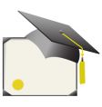 Mortarboard graduation cap and diploma vector image