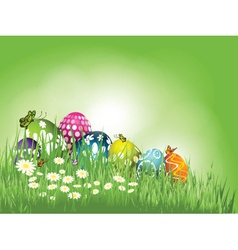 Easter eggs in grass vector image