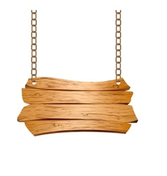 Wooden sign suspended on chains vector image