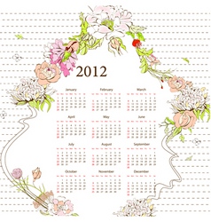 Template for calendar 2012 with flowers Template for calendar 2012 with flowers vector image