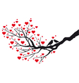 Birds in love kissing on a heart tree vector image
