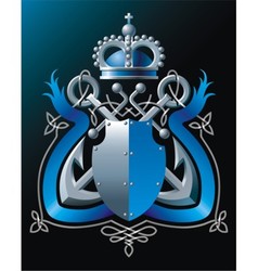 Anchors crown and blue ribbon vector image