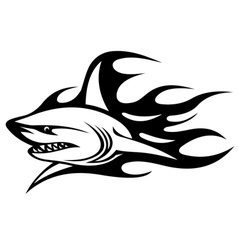 Angry shark with black flames vector image