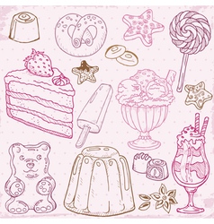 Cakes sweets and desserts vector image