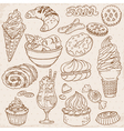 Cakes sweets and desserts vector image