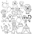 Coloring book with circus icons vector image