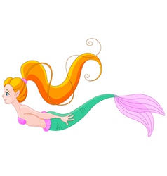 Cute red haired mermaid vector image