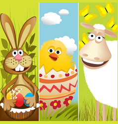 Three Easter banners vector image