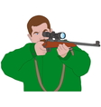 Hunter aiming with sniper rifle vector image