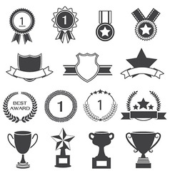 Set of Awards Prizes and Trophy Designs Set of Awards Prizes and Trophy Designs vector image