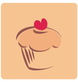Retro cupcake silhouette with heart vector image