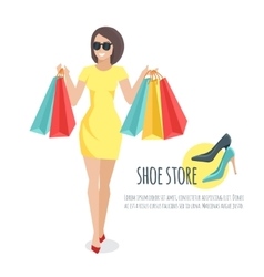 Young woman holding shopping bags vector image