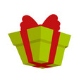 Packing present icon with red bow in flat style vector image