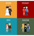 Flat set of family life vector image
