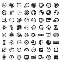 Big black clock icons set vector image