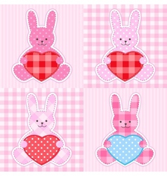 Pink rabbits cards vector image