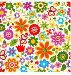 Seamless flower colour pattern vector image