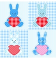 Blue rabbits cards vector image