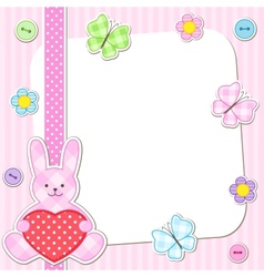 Pink rabbits cards vector image