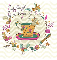 Color tea time background vector image