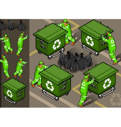 Isometric set of garbage man in six position vector image