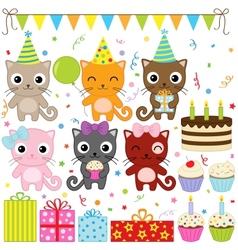 Birthday party cats vector image
