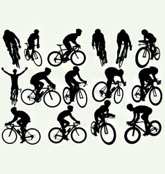 Road racing cycling silhouettes vector image