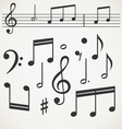Music note collection on old paper vector image
