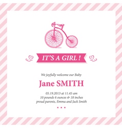 Baby announcement card it s girl vector image