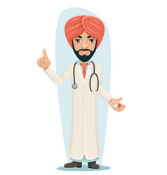 Quality treatment turban arab male serious vector image