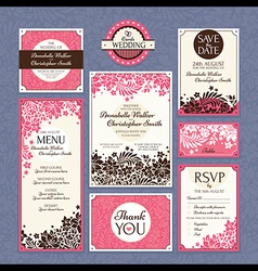Set of floral wedding cards vector image