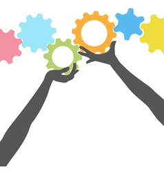 Silhouette people hands vector image