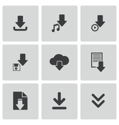 Black download icons set vector image
