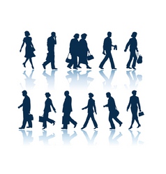 Walking people silhouettes vector image