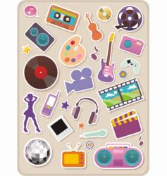 Set of entertainment stickers vector image