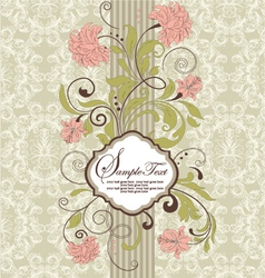 Vintage damask invitation card vector image