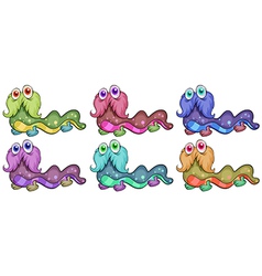 Six worm-like monsters vector image
